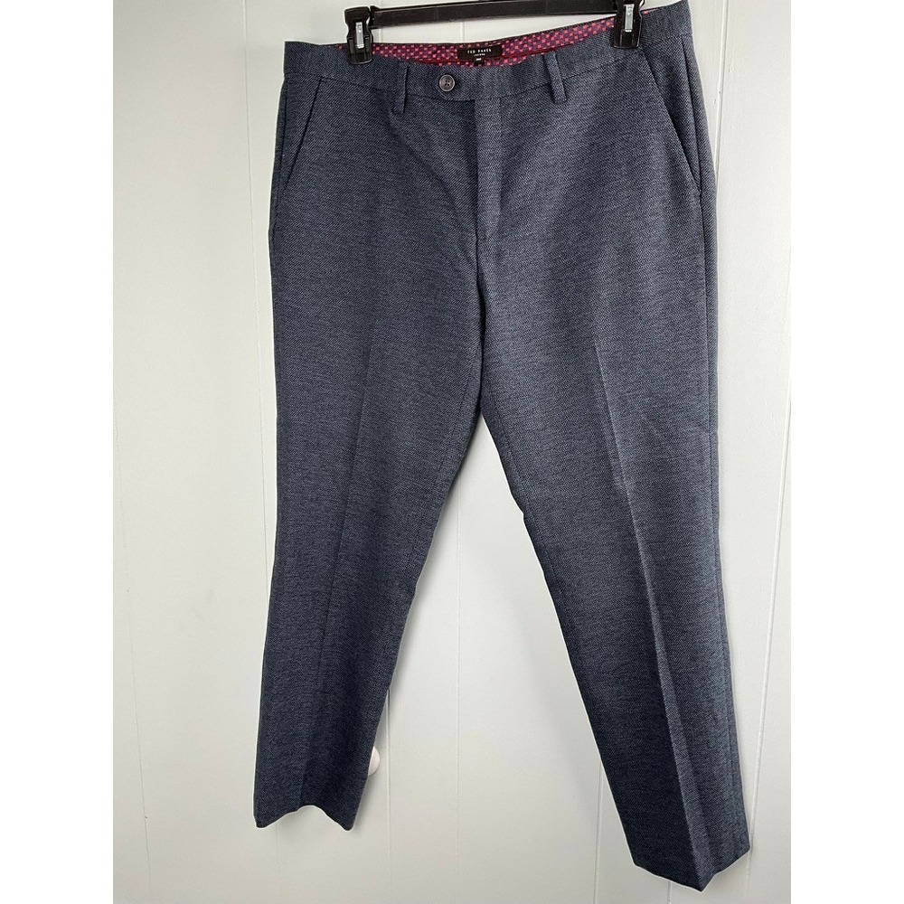 Ted Baker London Mens Porttro Navy Blue Textured Slim Fit Dress Pants 38R